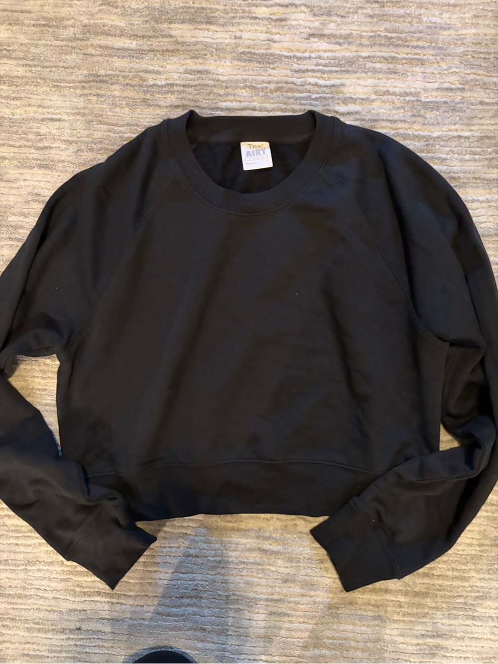TNA AIRY Black Cropped Crewneck Sweatshirt - Women